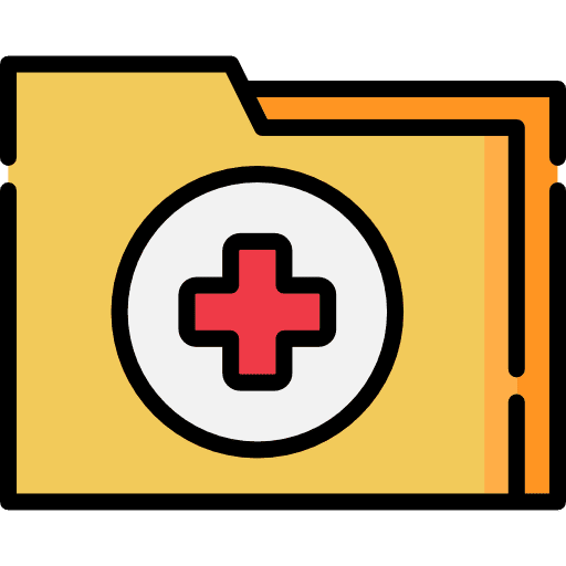A yellow medical folder icon representing health records and patient data
