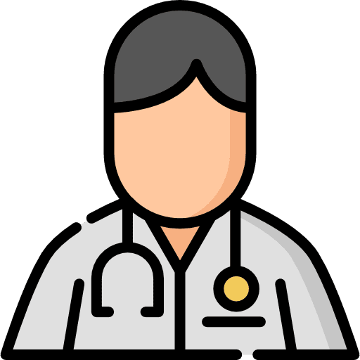 A doctor icon representing healthcare professionals, medical consultation, and hospital services
